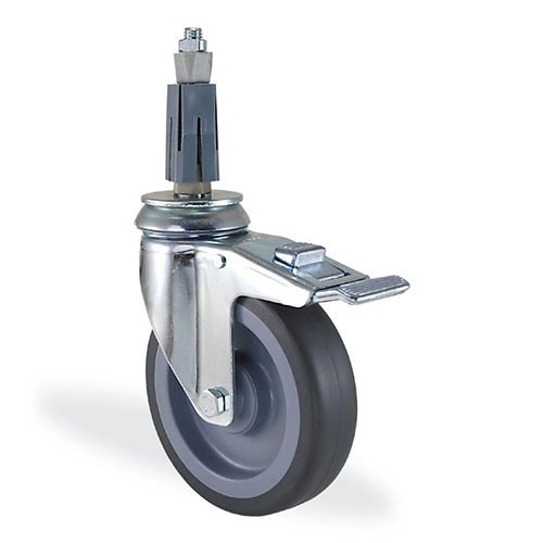 4425 MEB 100 F6 | 100 mm Çaplı Moblen (PP) Üzeri Termoplastik Kaplı Oynak Soket Bağlantılı Burçlu Frenli Döner Teker