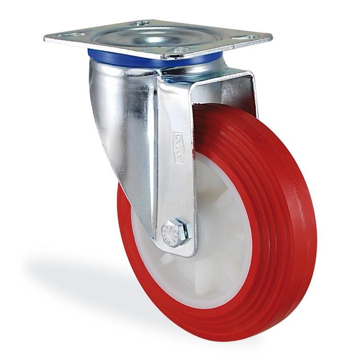 4502 PUB 100 | 100 mm Plated Covered by Polyurethane on Polyamide (PA6) Bushing Swivel Caster