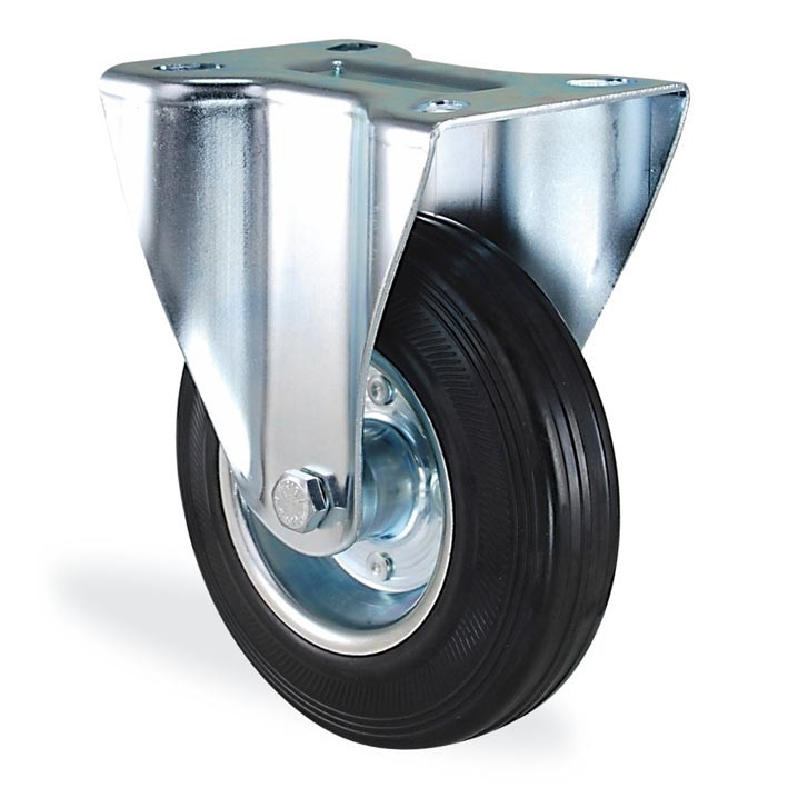 4505 SLB 200 | 200 mm Plated Solid Rubber on Sheet Rim Bushing Fixed Caster 4505 SLB 200 | 200 mm Plated Solid Rubber on Sheet Rim Bushing Fixed Caster