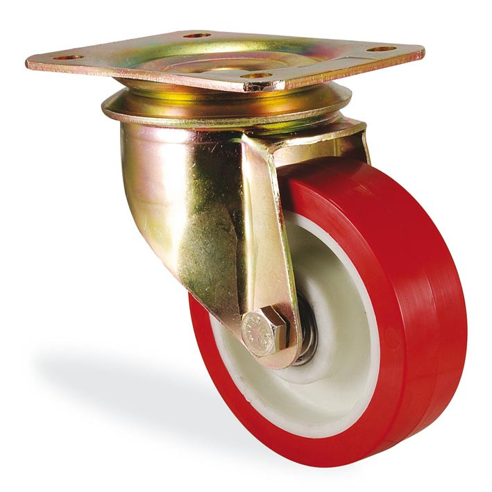 6102 PUR 100 | 100 mm Plated Covered by Polyurethane on Polyamide (PA6) Roller Bearings Swivel Caster