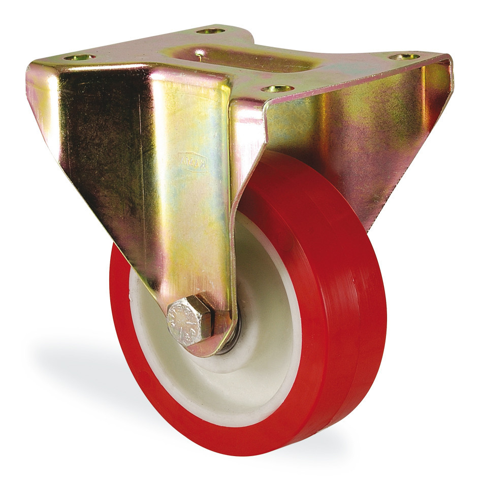 6105 PUR 100 | 100 mm Plated Covered by Polyurethane on Polyamide (PA6) Roller Bearings Fixed Caster 6105 PUR 100 | 100 mm Plated Covered by Polyurethane on Polyamide (PA6) Roller Bearings Fixed Caster